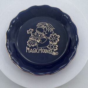 Vintage Magic Mountain Miniature Trinket Dish Plate 4” Souvenir Memorabilia